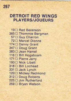 1974-75 O-Pee-Chee #267 Detroit Red Wings Team Back
