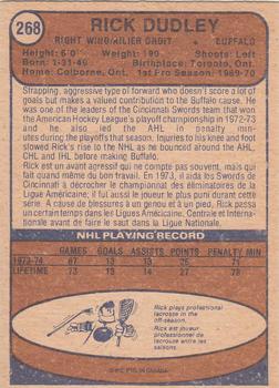 1974-75 O-Pee-Chee #268 Rick Dudley Back