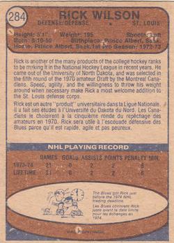 1974-75 O-Pee-Chee #284 Rick Wilson Back