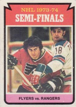 1974-75 O-Pee-Chee #213 Semi-Finals (Flyers vs. Rangers) Front