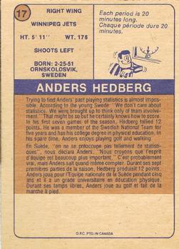 1974-75 O-Pee-Chee WHA #17 Anders Hedberg Back