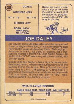 1974-75 O-Pee-Chee WHA #38 Joe Daley Back