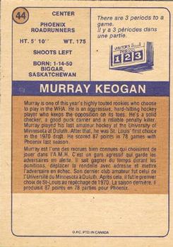1974-75 O-Pee-Chee WHA #44 Murray Keogan Back