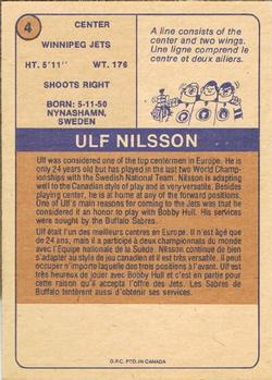 1974-75 O-Pee-Chee WHA #4 Ulf Nilsson Back