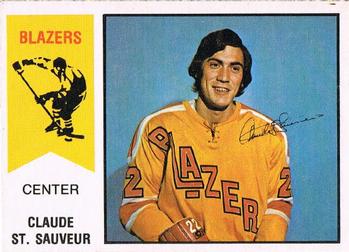 1974-75 O-Pee-Chee WHA #62 Claude St. Sauveur Front