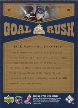 2005-06 Upper Deck - Goal Rush #GR1 Rick Nash Back