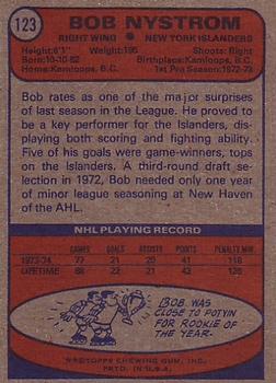 1974-75 Topps #123 Bob Nystrom Back