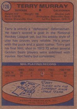 1974-75 Topps #126 Terry Murray Back