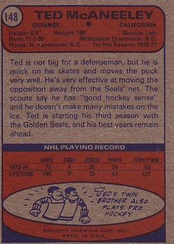 1974-75 Topps #148 Ted McAneeley Back