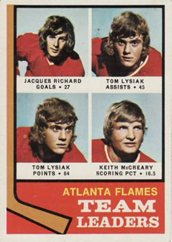 1974-75 Topps #14 Jacques Richard / Tom Lysiak / Keith McCreary Front