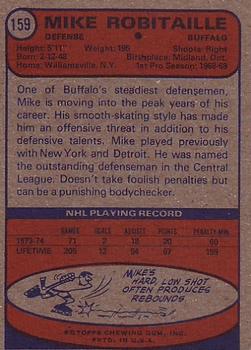 1974-75 Topps #159 Mike Robitaille Back