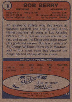 1974-75 Topps #18 Bob Berry Back