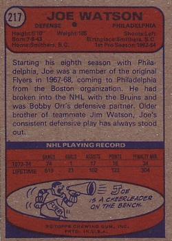 1974-75 Topps #217 Joe Watson Back