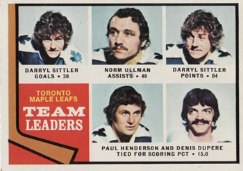 1974-75 Topps #219 Darryl Sittler / Norm Ullman / Paul Henderson / Denis Dupere Front