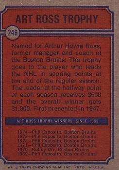 1974-75 Topps #246 Art Ross Trophy Back