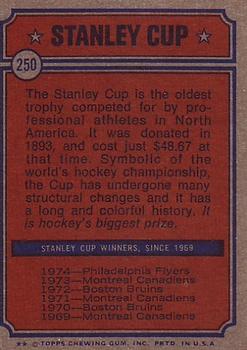 1974-75 Topps #250 Philadelphia Flyers (Stanley Cup) Back