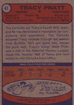 1974-75 Topps #41 Tracy Pratt Back
