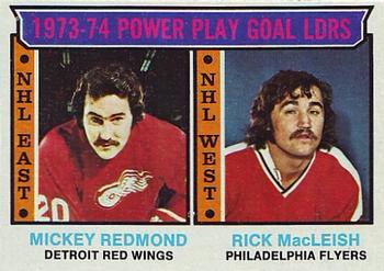 1974-75 Topps #6 1973-74 PPG Leaders (Mickey Redmond / Rick MacLeish) Front