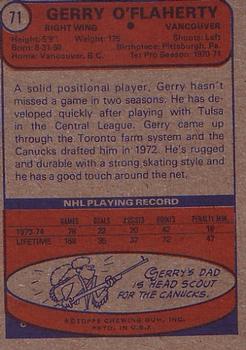 1974-75 Topps #71 Gerry O'Flaherty Back