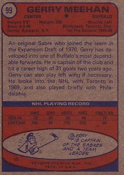 1974-75 Topps #99 Gerry Meehan Back