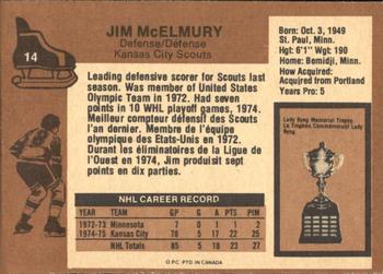 1975-76 O-Pee-Chee #14 Jim McElmury Back