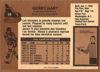 1975-76 O-Pee-Chee #18 Gerry Hart Back