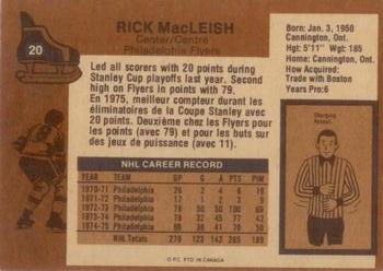 1975-76 O-Pee-Chee #20 Rick MacLeish Back