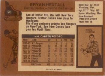 1975-76 O-Pee-Chee #26 Bryan Hextall Back