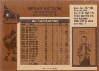 1975-76 O-Pee-Chee #31 Bryan Watson Back