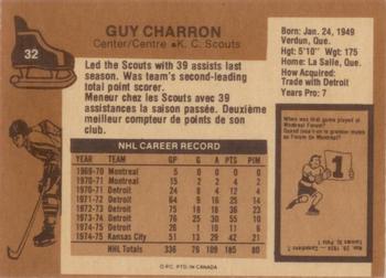 1975-76 O-Pee-Chee #32 Guy Charron Back
