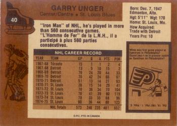 1975-76 O-Pee-Chee #40 Garry Unger Back