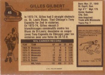 1975-76 O-Pee-Chee #45 Gilles Gilbert Back