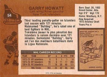 1975-76 O-Pee-Chee #54 Garry Howatt Back