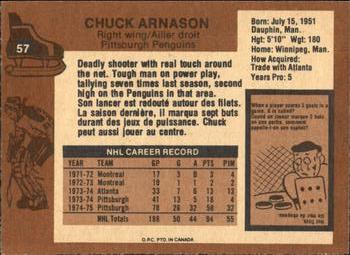 1975-76 O-Pee-Chee #57 Chuck Arnason Back