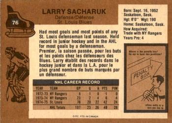 1975-76 O-Pee-Chee #76 Larry Sacharuk Back