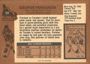 1975-76 O-Pee-Chee #77 George Ferguson Back