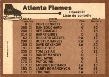 1975-76 O-Pee-Chee #85 Atlanta Flames Back