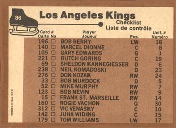 1975-76 O-Pee-Chee #86 Los Angeles Kings Back