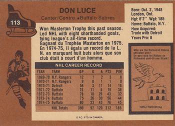 1975-76 O-Pee-Chee #113 Don Luce Back