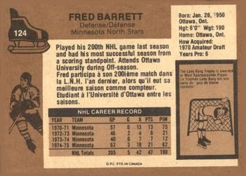 1975-76 O-Pee-Chee #124 Fred Barrett Back