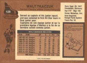 1975-76 O-Pee-Chee #128 Walt Tkaczuk Back
