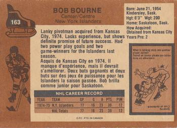 1975-76 O-Pee-Chee #163 Bob Bourne Back