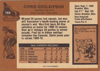 1975-76 O-Pee-Chee #169 Chris Oddleifson Back
