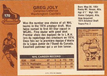 1975-76 O-Pee-Chee #170 Greg Joly Back