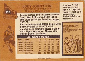 1975-76 O-Pee-Chee #193 Joey Johnston Back