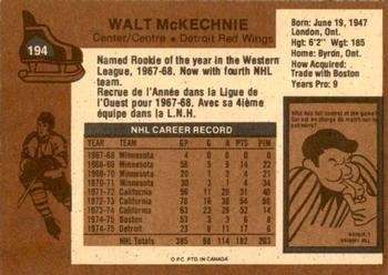 1975-76 O-Pee-Chee #194 Walt McKechnie Back