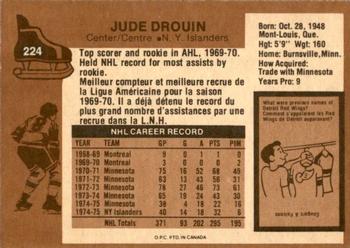 1975-76 O-Pee-Chee #224 Jude Drouin Back