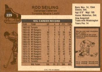 1975-76 O-Pee-Chee #229 Rod Seiling Back