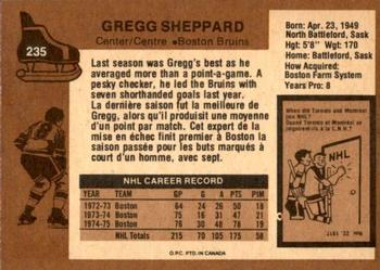 1975-76 O-Pee-Chee #235 Gregg Sheppard Back