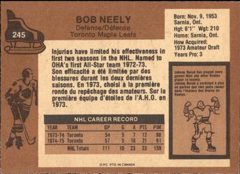 1975-76 O-Pee-Chee #245 Bob Neely Back